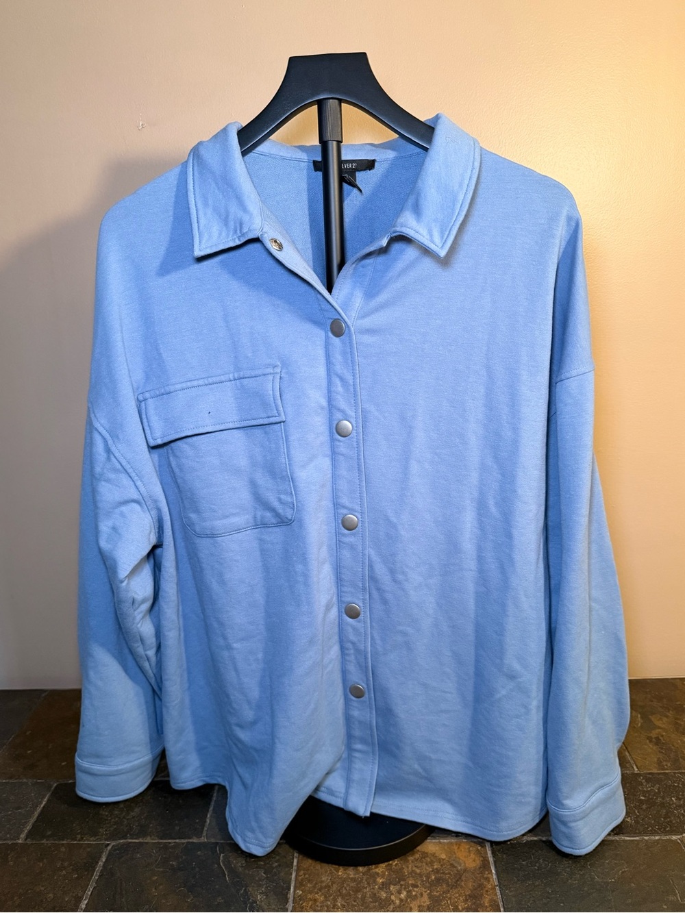 Forever 21 Light Blue Button-Front Shacket